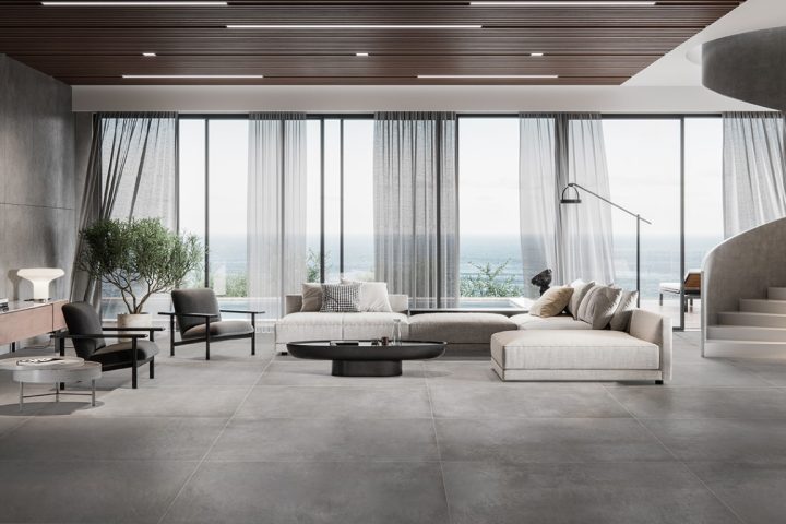 Large and luxurious interiors of a modern living room in 3d. Digitally generated image of a fully furnished living room.